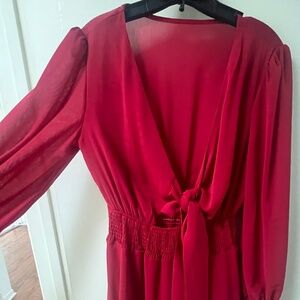 Amazon red long sleeve mini dress